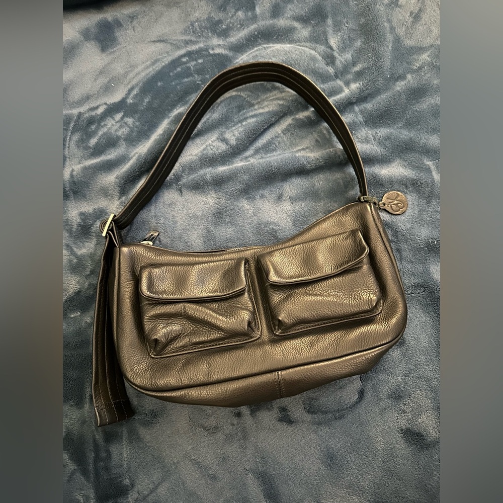 Custom Made Pebbled Leather Bag w/ Silver Hardware